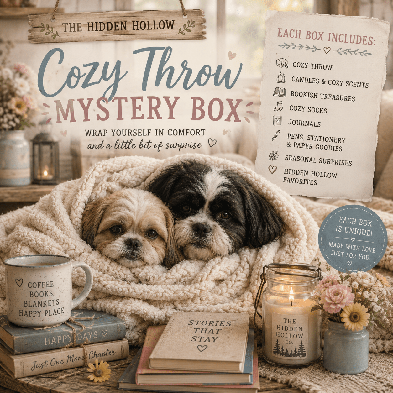 Cozy Throw Mystery Box - The Hidden Hollow Co.