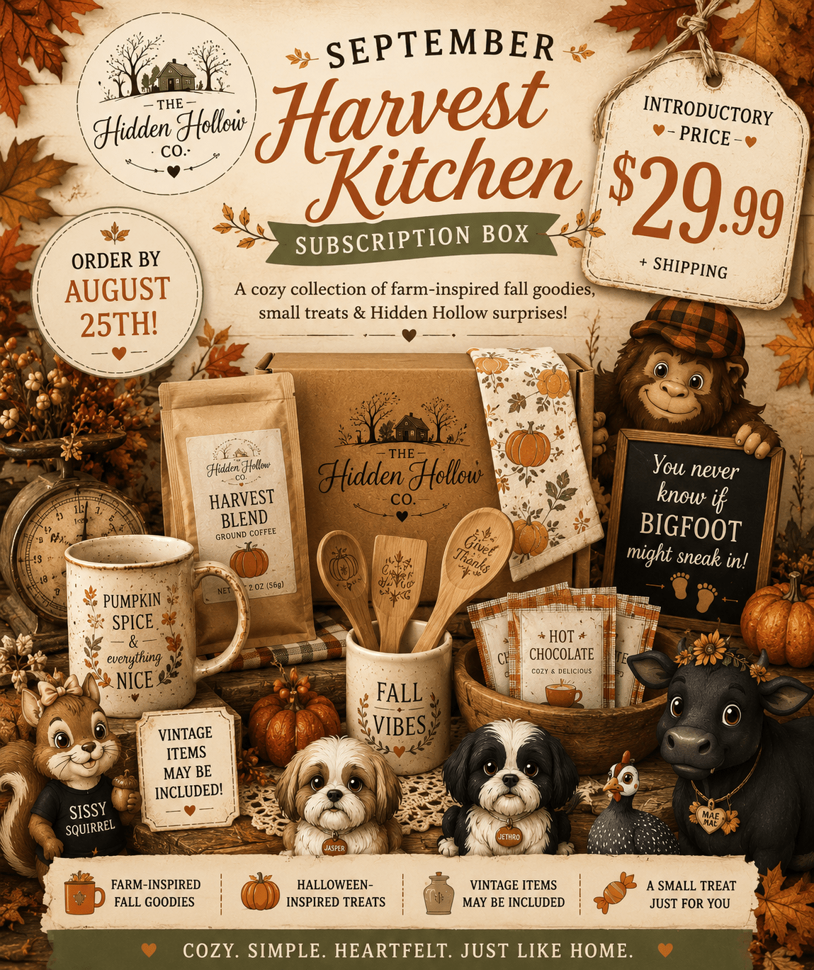 September Harvest Kitchen A Hidden Hollow Subscription Box | Introductory Price $29.99 - The Hidden Hollow Co.